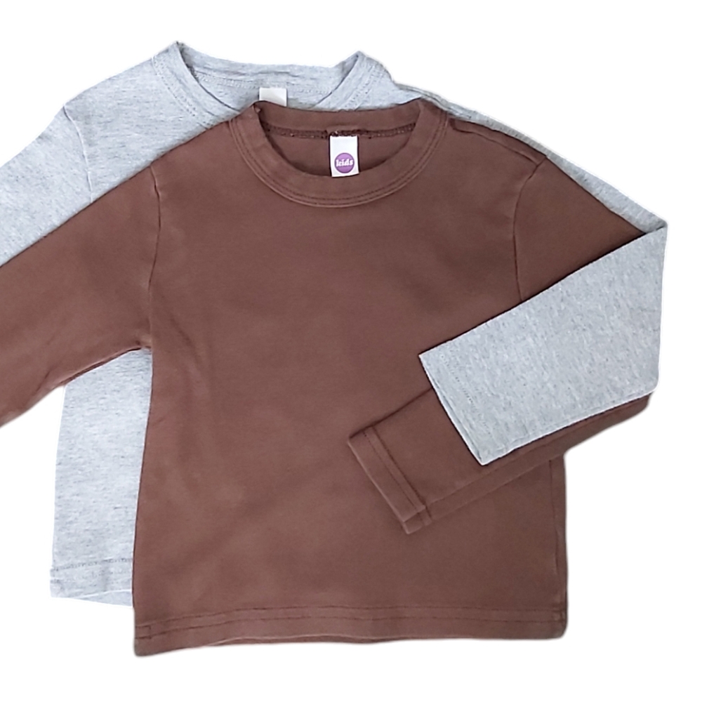 American Apparel kids t-shirt lot boys 2T brown grey long sleeve 2 pc unisex